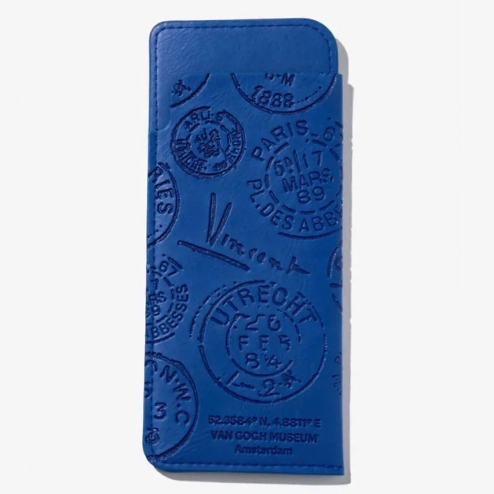 Blue Embossed Leather Glasses Case - Picture 2 of 3